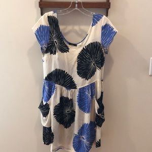 Lux floral silk dress with pockets, size M
